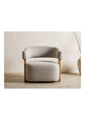 Bouclé Barrel Chair with Wood Arms