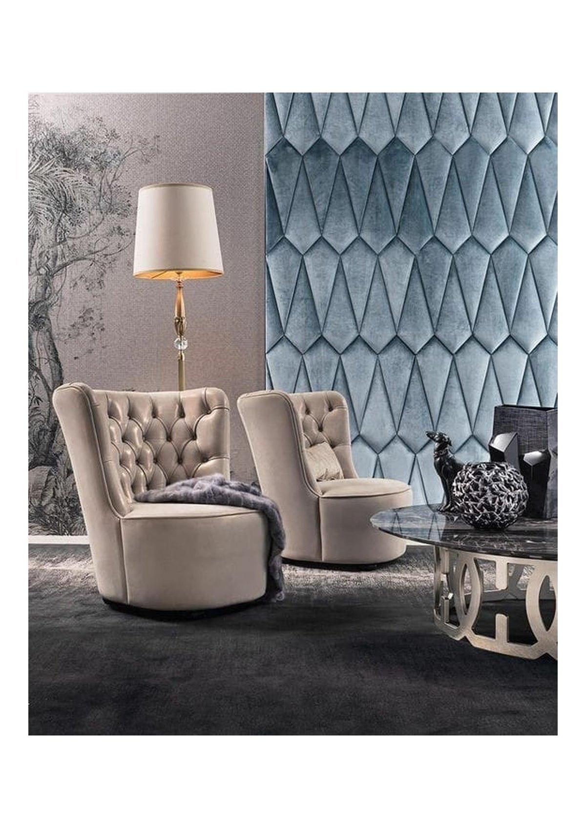 Button-Tufted Slipper Chair
