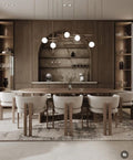 Walnut Oval Dining Set, Ivory Chairs
