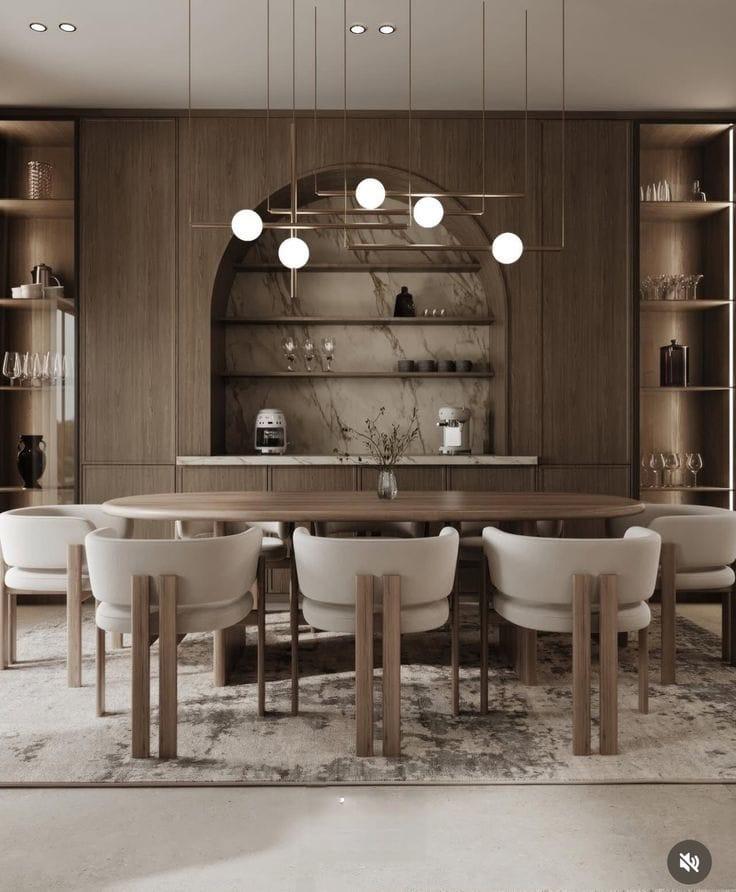 Walnut Oval Dining Set, Ivory Chairs