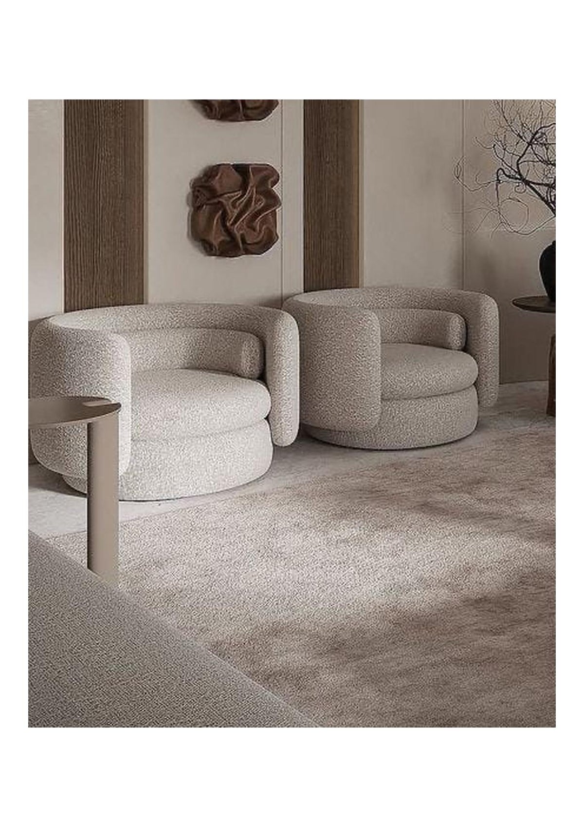 Round Bouclé Swivel Chair