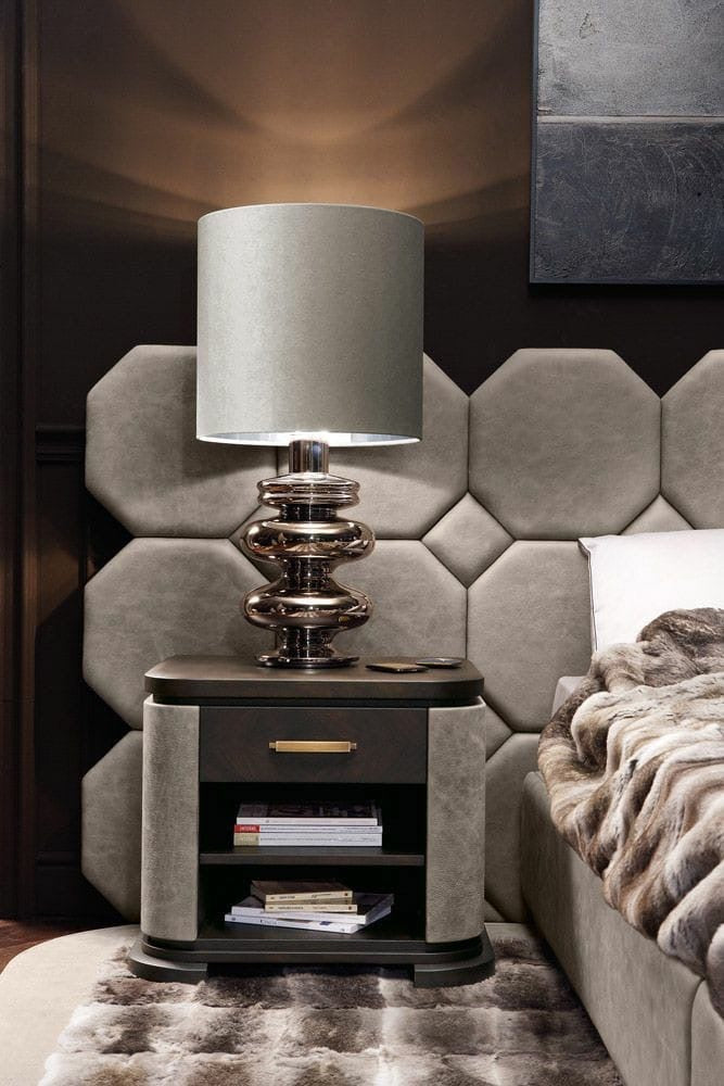 Nightstand and octagon upholstered headboard